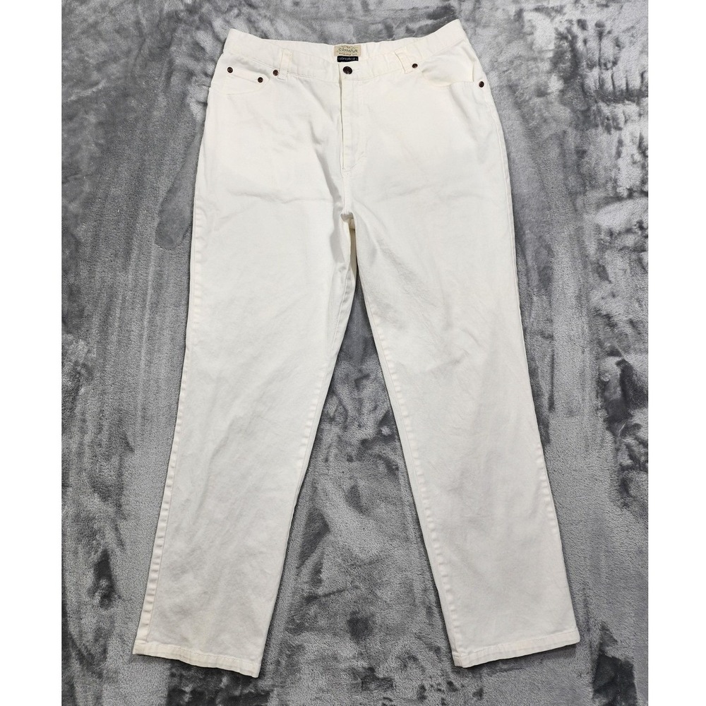 Vintage 80s 90s St John's Bay Jeans Women 18 White High Rise Tapered Leg Stretch